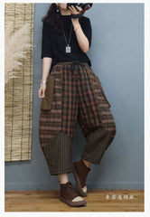 Retro Plaid Patchwork Pants