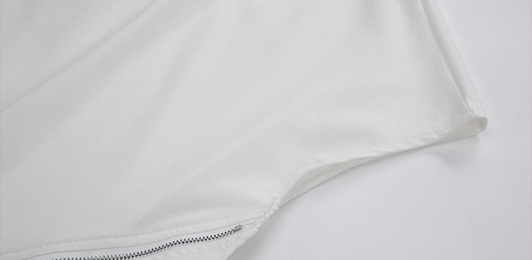 Asymmetrical Zipper Loose Round Neck Simple T-Shirt