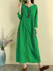 Vintage Panelled Loose-Fitting Midi Dress