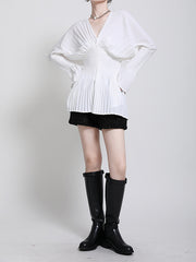 V-Neck Flared Sleeves Spring Top