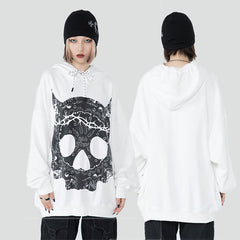 Skull Print Oversize Loose Hoodie