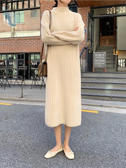 Simple Solid Color A-Line Midi Dress