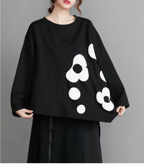 Splicing Large Petals Printed Long-Sleeved Loose Sweatshirt