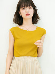 Solid Color Sleeveless Round Neck T-Shirt