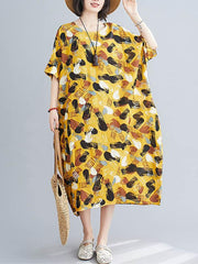 Loose Comfortable Cotton Yellow Dress