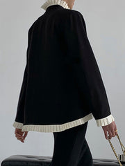 Urban Long Sleeves Color-Block Falbala Jackets