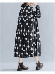 Women Loose Retro Print Shirt Dress