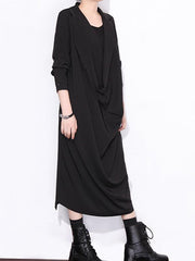 Solid Cropped Goth Designed Midi Dress
