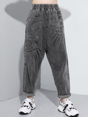 Solid Simple Wide Leg Casual Jeans