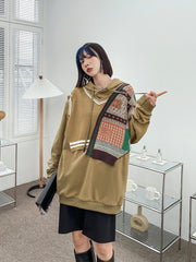 Retro Loose Stitching Casual Hoodie