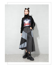 Irregular Color Block A-Line Skirt