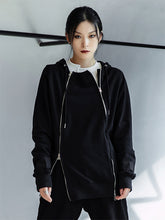 Double Zipper Design Casual Hooded Sweatshirt