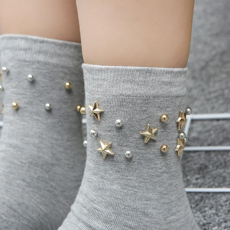 Fashion Star Beads Plain Socks