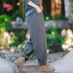 Solid Color Retro Loose Casual Pants