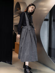 Loose Thicken Pleated Strap Dress