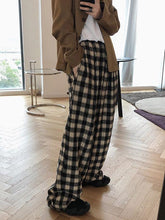Retro Plaid Wool Wide Leg Pants