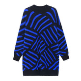 Loose Geometric Printed Knitted Midi Dress