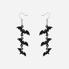 Black Bat Long Earrings