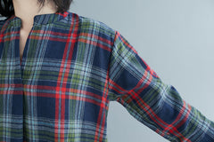Women Loose Pullover Plaid Shirt