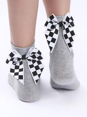 Plaid Bow-knot Decorative Socks