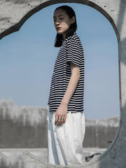 Irregular Loose Simple Stripes T-Shirt