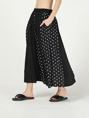 Pleated Cropped Splicing Polka-Dot Skirt