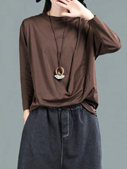 Ramie Cotton Solid Simple Shirt Top