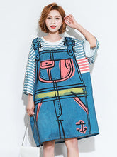 Loose False-Two Print T-Shirt Dress