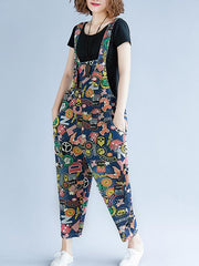 Original Floral Printed Spaghetti-neck Jumpsuits