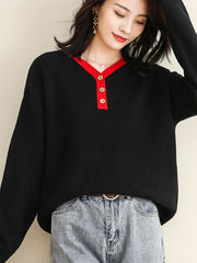 Solid Color Loose Pullover Sweater
