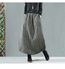 Women Retro Padded Print Skirt