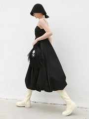 Black&White Solid Color Slip Dress