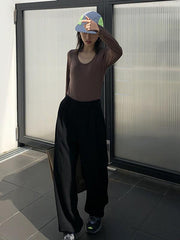 Casual Empire Thicken Wide Leg Suit Pants