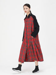 Casual Plaid Split-Joint Long Shirt Dress
