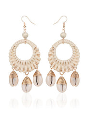 Shell Hollow Rattan  copper wire Earring Accessories