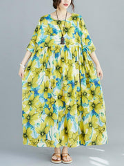 Plus Size Loose Floral Maxi Dress