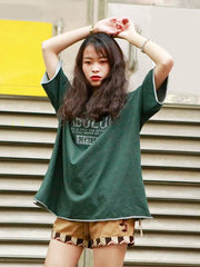 Vintage Letter Print Round-Neck T-Shirt