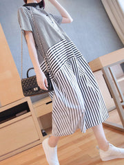 Original Striped Round-Neck Shirt Dress