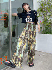 Tie-Dyed High Waists And Wide Legs Pants