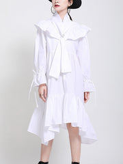 Women Solid Color Ruffled Casual Dress