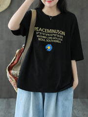 Original Flower&Letter Print T-Shirt