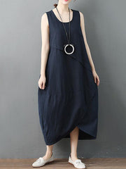 Casual Solid Cropped Sleeveless Dress