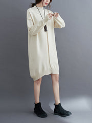 Women Simple Pure Color Knitted Dress