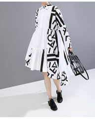 Loose Asymmetric Printed Mini Dress