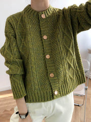 Casual Metal Button Knitting Sweater Tops