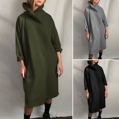 Mid-Length Solid Color Pullover Sweatshirt