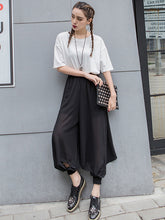 Chiffon Bloomers Elastic Waist Cropped Wide-Leg Pants