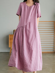 Simple Loose Breathable Solid Color Dress