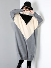 Women Hit Color High Neck Personality Stretch Dress