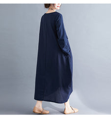 Casual Round Neck Irregularr Midi Dress